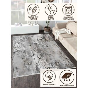 Soyut Desenli Halı – Gri Ve Beyaz – Modern Ve Zamansız Görünüm, Makinede Yıkanabilir, Kaymaz Taban, İnce Ve Katlanabilir Yapı