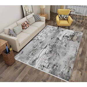 Soyut Desenli Halı – Gri Ve Beyaz – Modern Ve Zamansız Görünüm, Makinede Yıkanabilir, Kaymaz Taban, İnce Ve Katlanabilir Yapı 100x100 cm