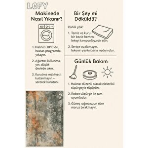 Soyut Desenli Halı – Yeşil, Turuncu Ve Bej – Doğal Tonlarda Modern Geçişler, Makinede Yıkanabilir, Kaymaz Taban, Evcil Hayvan Dostu