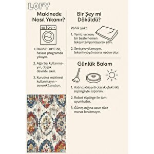 Patchwork Desenli Halı – Lacivert, Kırmızı, Sarı Ve Krem – Canlı Ve Zamansız Dekor Seçimi, Makinede Yıkanabilir, Kaymaz Taban, Pamuk Dokuma Taban