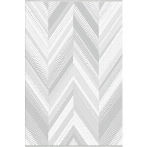 Modern Gri Zikzak Halı – Gri Ve Beyaz – Minimal Chevron Deseni, Pamuk Dokuma Taban, Makinede Yıkanabilir, Kolay Temizlenebilir, Toz Ve Tüy Tutmaz, Kaymaz, Evcil Hayvan Dostu 200x220 cm