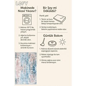 Soyut Pastel Tonlu Halı – Açık Mavi Ve Pembe – Yumuşak Geçişli Tasarım, Makinede Yıkanabilir, Toz Tutmaz, Kaymaz Taban, Evcil Hayvan Dostu