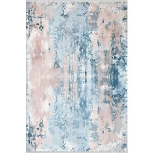Soyut Pastel Tonlu Halı – Açık Mavi Ve Pembe – Yumuşak Geçişli Tasarım, Makinede Yıkanabilir, Toz Tutmaz, Kaymaz Taban, Evcil Hayvan Dostu 80x150 cm