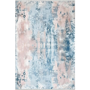 Soyut Pastel Tonlu Halı – Açık Mavi Ve Pembe – Yumuşak Geçişli Tasarım, Makinede Yıkanabilir, Toz Tutmaz, Kaymaz Taban, Evcil Hayvan Dostu 100x100 cm