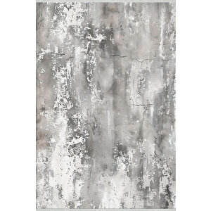Soyut Desenli Modern Halı – Gri, Beyaz Ve Antrasit – Beton Görünümlü Minimal Tasarım, Makinede Yıkanabilir, Pamuk Taban, Toz Ve Tüy Tutmaz, Robot Süpürge Uyumlu 100x100 cm