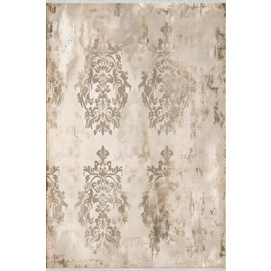 Klasik Damask Desenli Halı – Bej Ve Krem – Zamansız Şıklık, Yıkanabilir, Kaymaz Taban, Kolay Temizlenebilir, İnce Katlanabilir Yapı, Evcil Hayvan Dostu 120x270 cm