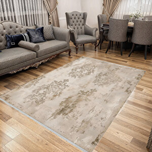 Klasik Damask Desenli Halı – Bej Ve Krem – Zamansız Şıklık, Yıkanabilir, Kaymaz Taban, Kolay Temizlenebilir, İnce Katlanabilir Yapı, Evcil Hayvan Dostu 150x240 cm