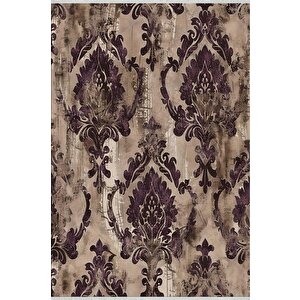 Klasik Desenli Halı – Mor, Kahverengi Ve Bej Tonlar – Makinede Yıkanabilir, Toz Tutmaz, Kaymaz Taban, Evcil Hayvan Dostu 180x200 cm