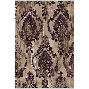 Klasik Desenli Halı – Mor, Kahverengi Ve Bej Tonlar – Makinede Yıkanabilir, Toz Tutmaz, Kaymaz Taban, Evcil Hayvan Dostu 200x270 cm