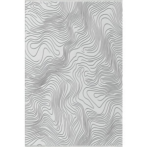 Dalga Desenli Modern Halı – Siyah Ve Krem – Minimalist Çizgi Tasarımı, Makinede Yıkanabilir, Kaymaz Ve İnce Tabanlı 160x180 cm
