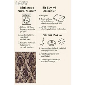 Klasik Desenli Halı – Mor, Kahverengi Ve Bej Tonlar – Makinede Yıkanabilir, Toz Tutmaz, Kaymaz Taban, Evcil Hayvan Dostu