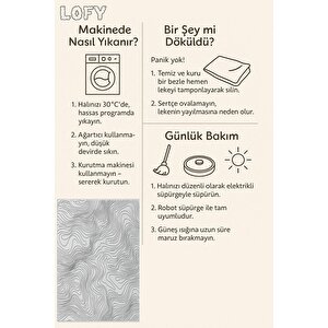 Dalga Desenli Modern Halı – Siyah Ve Krem – Minimalist Çizgi Tasarımı, Makinede Yıkanabilir, Kaymaz Ve İnce Tabanlı
