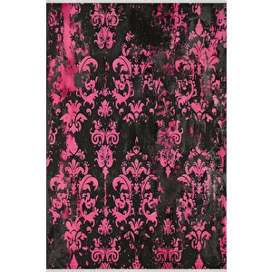 Barok Desenli Halı – Siyah Ve Canlı Pembe – Cesur Kontrastlı Tasarım, Makinede Yıkanabilir, Toz Tutmaz, Kaymaz Taban, Evcil Hayvan Dostu 180x200 cm
