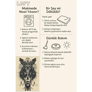 Gotik İllüstrasyon Halı – Siyah Ve Krem – Cesur Ve Sıra Dışı Dekoratif Tarz, Makinede Yıkanabilir, Kaymaz Taban, Evcil Hayvan Dostu