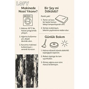 Halı – Siyah; Fildişi – Soyut Desen, Pamuk Dokuma Taban, Makinede Yıkanabilir, Kolay Temizlenebilir, Toz Ve Tüy Tutmaz, Kaymaz, Evcil Hayvan Dostu