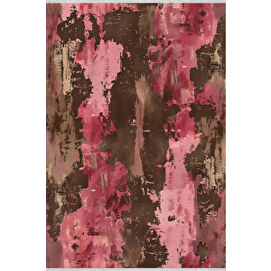 Soyut Desenli Modern Halı – Pembe, Kahverengi Ve Bej Tonlar – Makinede Yıkanabilir, Toz Tutmaz, Kaymaz Taban, Evcil Hayvan Dostu 150x300 cm