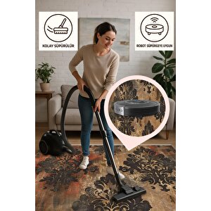 Halı – Lacivert; Sarı – Geometrik Desen, Pamuk Dokuma Taban, Makinede Yıkanabilir, Kolay Temizlenebilir, Toz Ve Tüy Tutmaz, Kaymaz, Evcil Hayvan Dostu