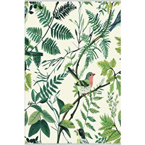 Halı – Yeşil; Krem; Pembe – Doğa Temalı Desen, Pamuk Dokuma Taban, Makinede Yıkanabilir, Kolay Temizlenebilir, Toz Ve Tüy Tutmaz, Kaymaz, Evcil Hayvan Dostu 150x300 cm