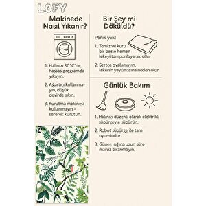 Halı – Yeşil; Krem; Pembe – Doğa Temalı Desen, Pamuk Dokuma Taban, Makinede Yıkanabilir, Kolay Temizlenebilir, Toz Ve Tüy Tutmaz, Kaymaz, Evcil Hayvan Dostu