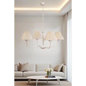 Apollo 4 Lü Beyaz Pi̇leli̇ Krem Abajurlu Avi̇ze