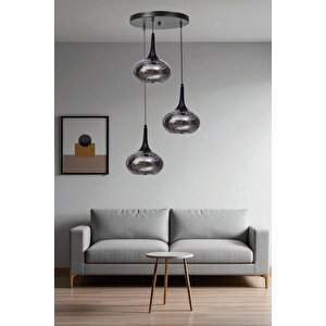 Zara 3 Lü Tepsi̇li̇ Si̇yah Füme Camli Sarkit