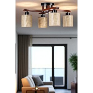 Weston 4 Lü Cevi̇z Petek Abajurlu Plofonyer Avi̇ze