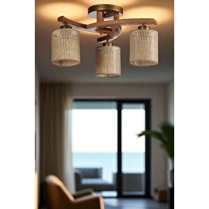 Weston 3 Lü Naturel Petek Abajurlu Plofonyer Avi̇ze