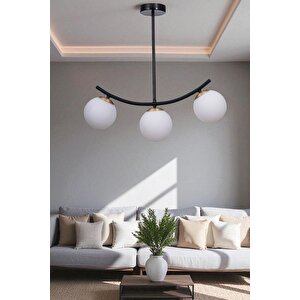 Velvet 3 Lü Si̇yah Beyaz Camli Plafonyer Avi̇ze