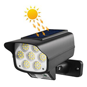 Kamera Görünümlü 63 Led'li Solar Şarjlı Sensörlü Lamba – Dış Mekan Güvenlik Işığı