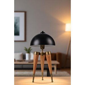 Sti̇l Naturel Si̇yah Retro Başlikli Masa Lambasi