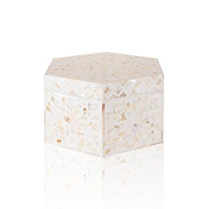 The Mia Sedef Altıgen Kutu 28x24x14 Cm Tlc0075
