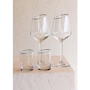 The Mia Gina Kahve Yanı Su Bardağı Gümüş 6lı Set