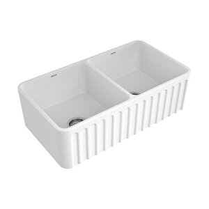 Lavello Dekorlu Çift Gözlü Mutfak Eviyesi 84 Cm 1601-001-0120 Beyaz