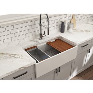 Bocchi 1504-001-0120 Contempo Step Rim Mutfak Eviyesi 84 Cm Beyaz