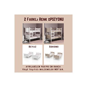 Cozy Merdivenli Ayrılabilen Ranza 90x190cm (mdf Taşıyıcı - 2 Renk Seçeneği)