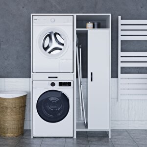 Lora Çamaşır Makinesi Dolabı Çok Amaçlı Dolap Beyaz