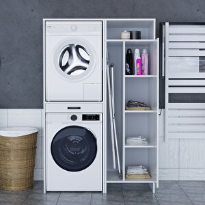 Lora Çamaşır Makinesi Dolabı Çok Amaçlı Dolap Beyaz