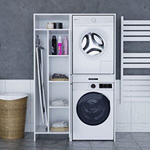 Lora Çamaşır Makinesi Dolabı Çok Amaçlı Dolap Beyaz