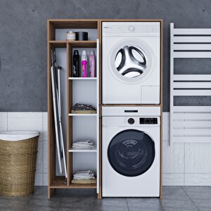 Lora Çamaşır Makinesi Dolabı Çok Amaçlı Dolap Beyaz Atlantik Çam