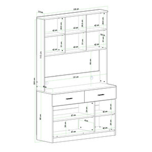 Elmas Kahve Köşesi Çok Amaçlı Dolap Beyaz