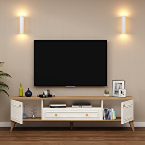 Rona 180 Cm Tv Sehpası Aytaşı Meşe Çok Renkli