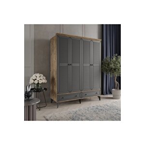 Li̇ne 4 Kapak Antrasi̇t Gardirop, Antrasit, 210 Cm 210 cm