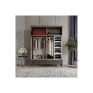 Li̇ne 4 Kapak Antrasi̇t Gardirop, Antrasit, 210 Cm 210 cm