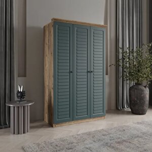 Sofya 3 Kapakli Bazali Gardirop Tamami Mdf, Yeşil Rengi Yeşil