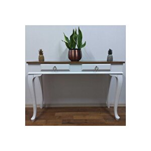 Ahşap 120 Cm Çekmeceli Beyaz Ceviz Dresuar