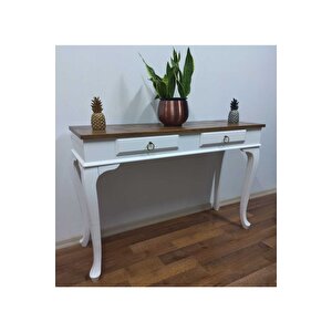 Ahşap 120 Cm Çekmeceli Beyaz Ceviz Dresuar