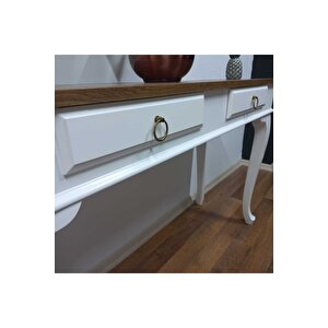 Ahşap 120 Cm Çekmeceli Beyaz Ceviz Dresuar