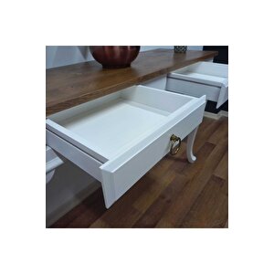 Ahşap 120 Cm Çekmeceli Beyaz Ceviz Dresuar