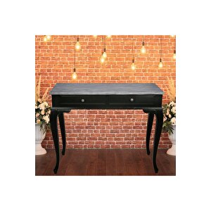 Ahşap 120 Cm Çekmeceli Siyah Üstü Masif Eskitme Dresuar