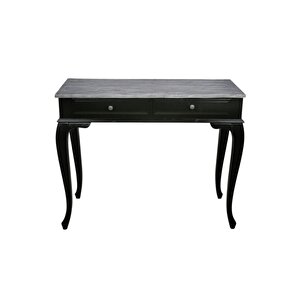 Ahşap 120 Cm Çekmeceli Siyah Üstü Masif Eskitme Dresuar